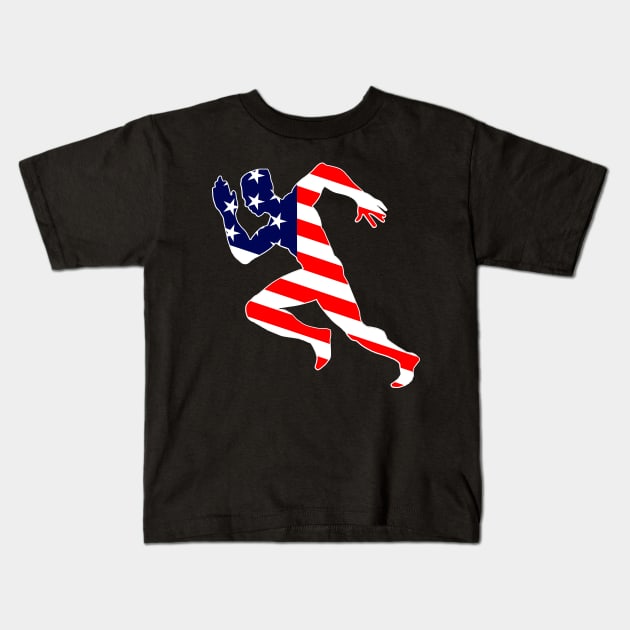 TRACK & FIELD: Track and Field US Flag 4th July Kids T-Shirt by woormle